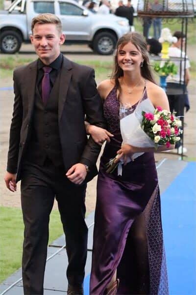 couple arrives at their matric farewell dance