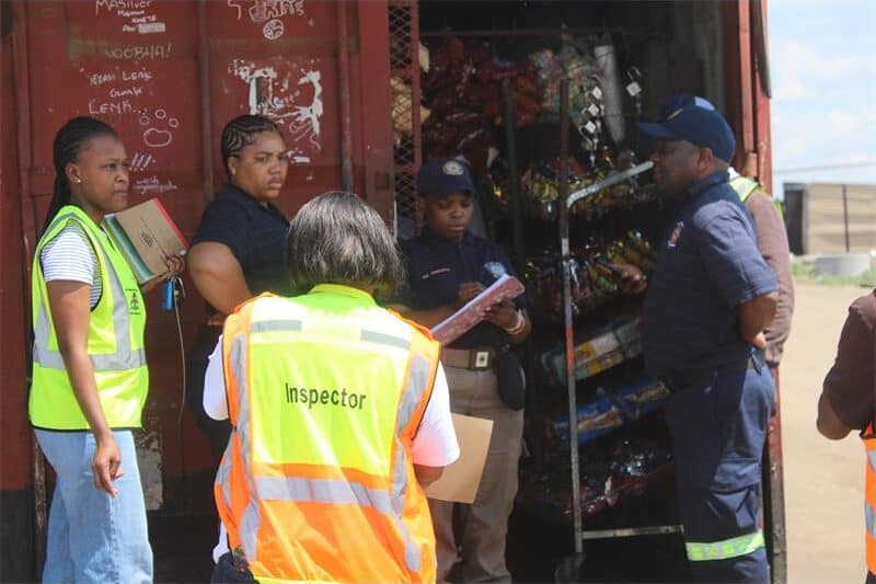 law enforcement close down a tuck shop