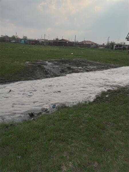 sewage flowing stream