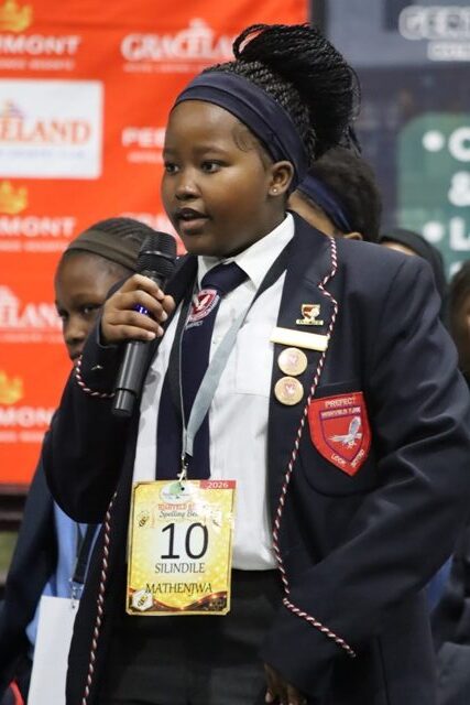 Whiz kid Silindile Mathenjwa of Highveld Ridge Primary at the Spelling Bee competition. Photo: Kerry Bird