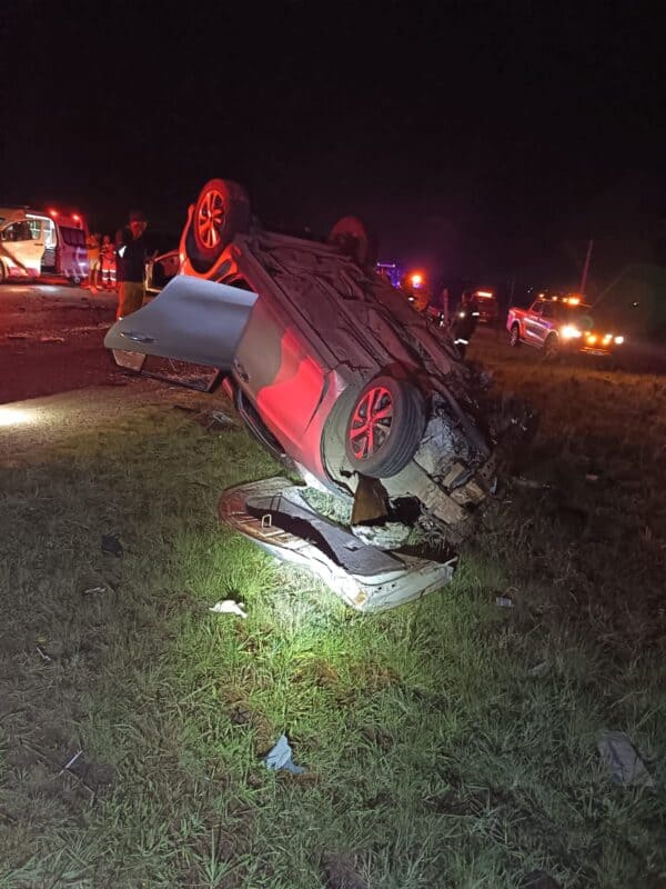 The wreck of a car involved in a head- on collision. Photo: Supplied